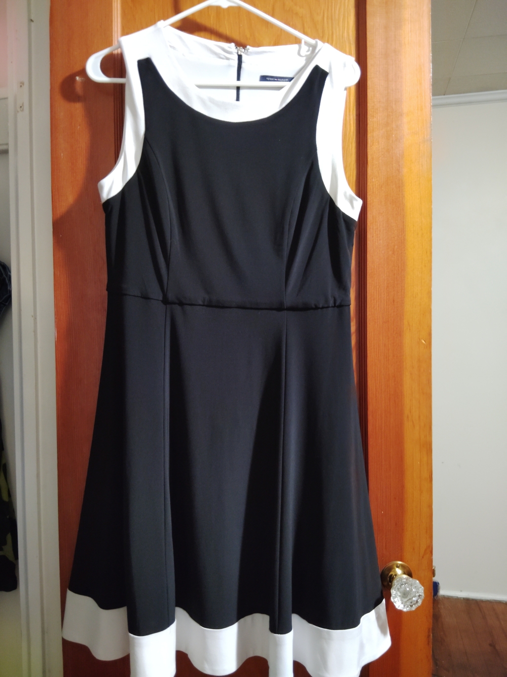Tommy Hilfiger Black and White Sleeveless Fit-and-Flare Dress
